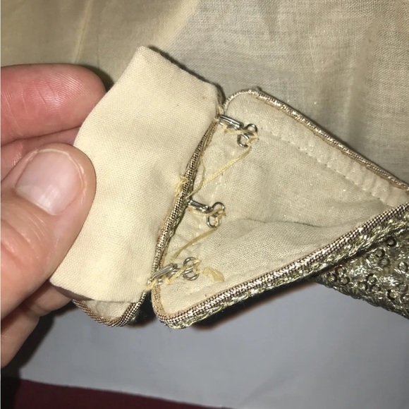 genie GOLD Belly dancer top Gypsy cropped mermaid sheer sleeves dance shirt S M - Picture 7 of 13